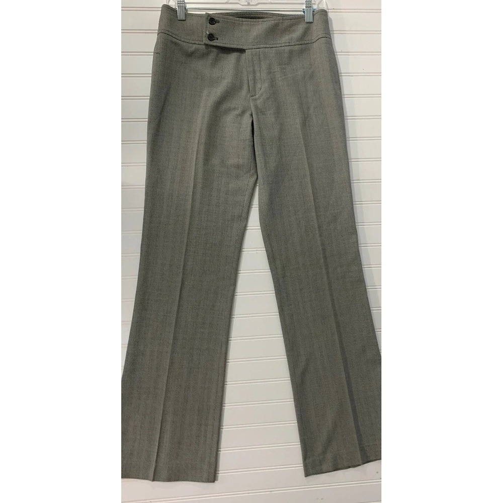 Chaiken Dress Pants Womens 6 Gray Herringbone Wide Leg Trouser Dark Academia